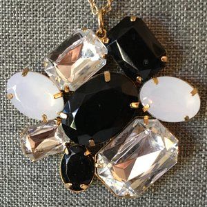 Necklace Pendant Vintage Retro Opal Clear Black
